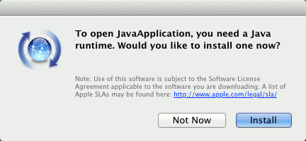 Click on the "Install" button to install Java. Your Mac will then search for Java, and if necessary download and install it: